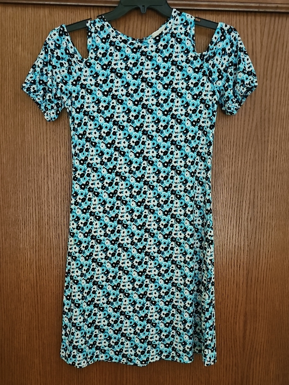 Michael Kors Teal Black and White Floral Dress